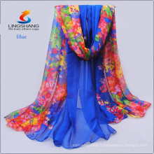 Lingshang nouvelle conception de mode en gros vente en gros imprimé numérique haute qualité en soie chiffon écharpe à l&#39;infini